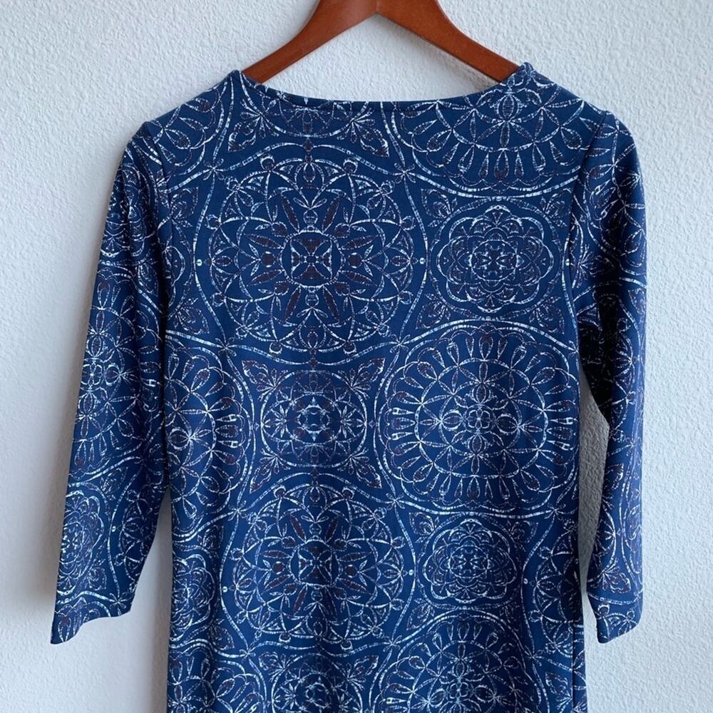 Sahalie Printed Blue Sleeved Dress S - Picture 6 of 6